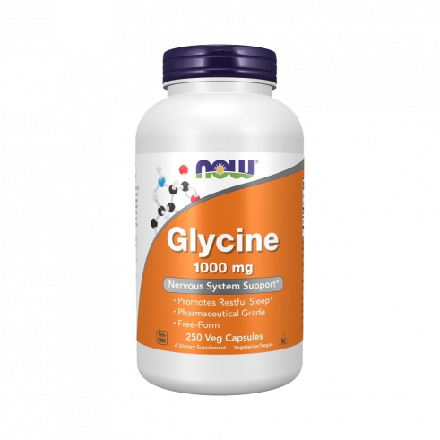 NOW Glycine 1000 mg, Глицинон, 250 капсул
