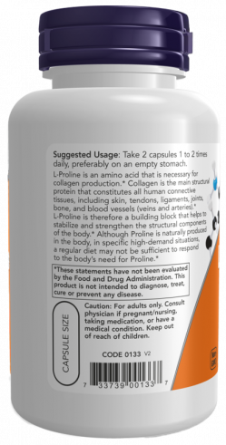 NOW Proline 500 mg, Пролин 500 мг, 120 капсул