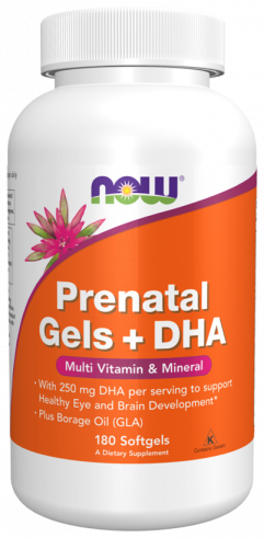 NOW Prenatal Gels+DHA, 180 капсул