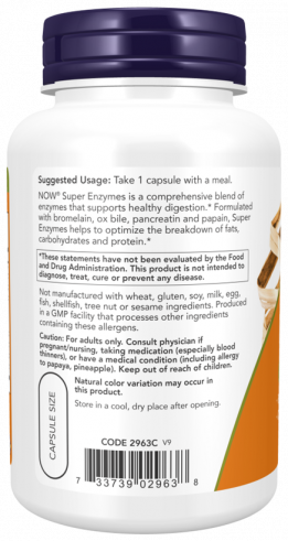 NOW Super Enzymes, 90 капсул