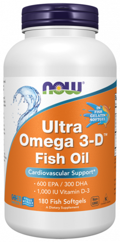 NOW Ultra Omega 3-D, 180 капсул