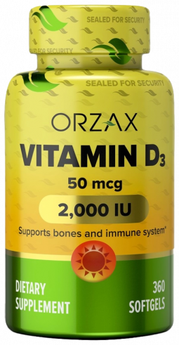 Orzax Vitamin D3 2000 IU, 360 капсул