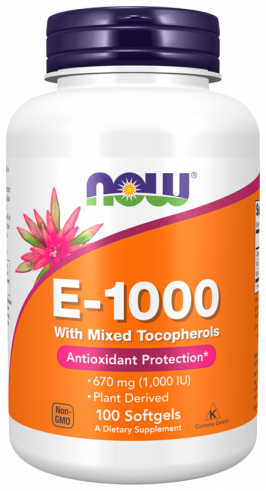 NOW Vitamin E-1000 Mixed Tocopherols, 100 капсул