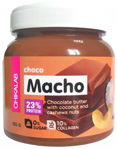 Chikalab Паста шоколадная с кокосом и кешью Macho, 250 грамм